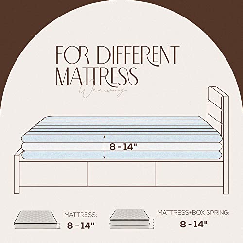Weeway Full Size Bed Frame Platform Bed With Linen Fabric Upholstered Headboard And Wooden Slats Support, Heavy Duty Mattress Foundation, No Box Spring Needed, Easy Assembly, Dark Grey #TOP7