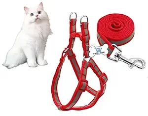 THE DDS STORE Cat Harness,Reflective Kitten Harness and Leash for Walking, Cat Harness Escape Proof, Cat Harness and Leash, Adjustable Soft Anti-Drop Cat Rope for Cats (Red, Reflective)