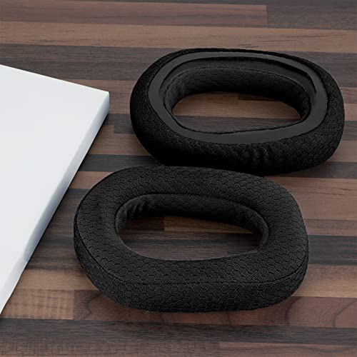 Geekria Comfort Mesh Fabric Replacement Ear Pads for Logitech G435 G335 Headphones, Ear Cushions with Video Guide (Black) - Image 4