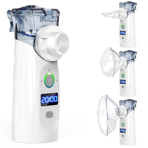 NVKHG Inhalationsgerät, Silent Inhalator für Erwachsene, Inhalator für Kinder, Nebulizer Inhalator Mit Led-Timer, Vernebler InhaliergeräT Zur Linderung Von Atemwegsinfektionen