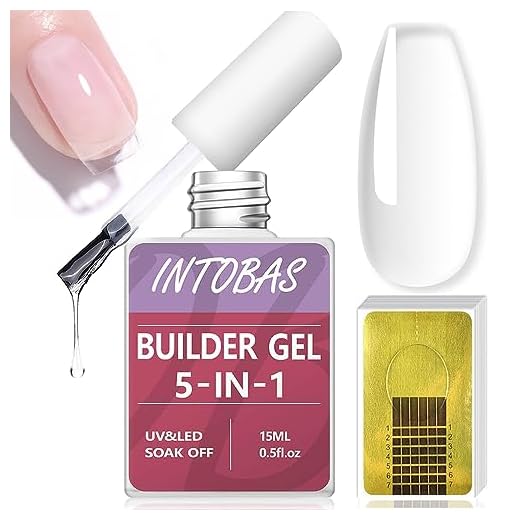INTOBAS Kit Gel Uñas Constructor 5-EN-1, Uñas de Gel Constructor Clear, Builder Gel para Uñas UV con 100 Formas de uñas Para Extensión Fortalecedor y Decoración de uñas, Reparar uñas rotas-15ml