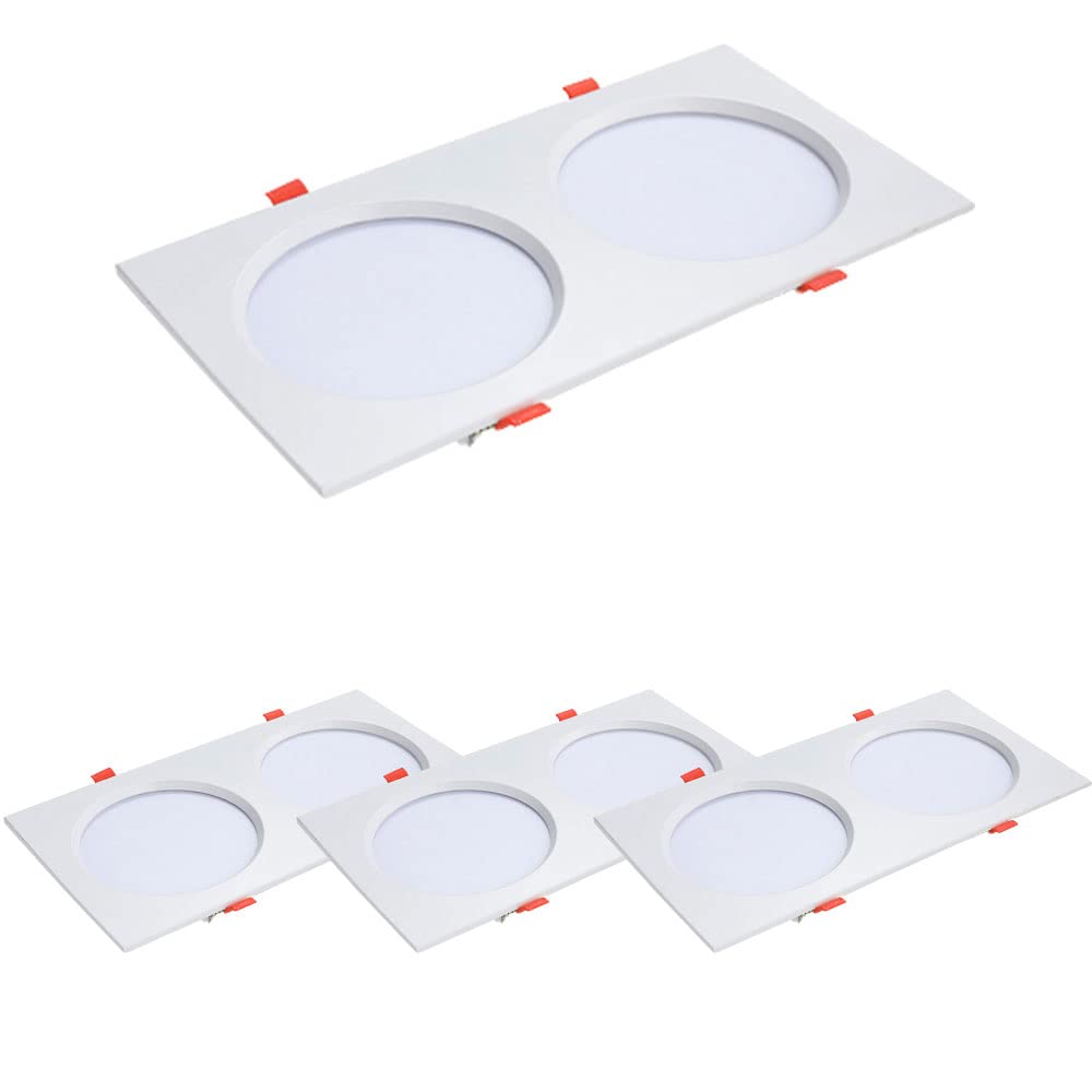 Faretto LED antiriflesso, 7 W x 2, da incasso, nero, rettangolare, illuminazione da incasso, doppia testa, per soggiorno, soffitto, senza sfarfallio/B/4000K