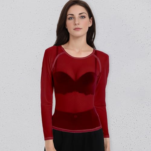 Image of Buauty Sheer Tops for Women,Mesh Fishnet Tops Plus Size,Stylish and Sensational Mesh Blouses for Fashion-Forward Ladies