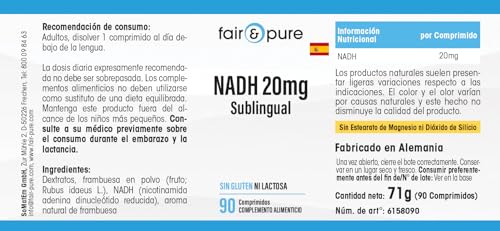 NADH 20mg Fair & Pure - 180 comprimés sublinguaux végans