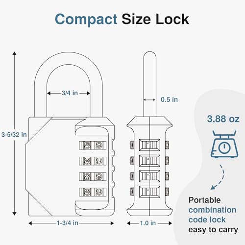 Puroma Combination Lock 4 Digit Waterproof Locker Locks Secure Outdoor Padlock for Gym Lockers, Toolboxes, Gates, Fences, Storage, Sports Locker (Black) - Image 5