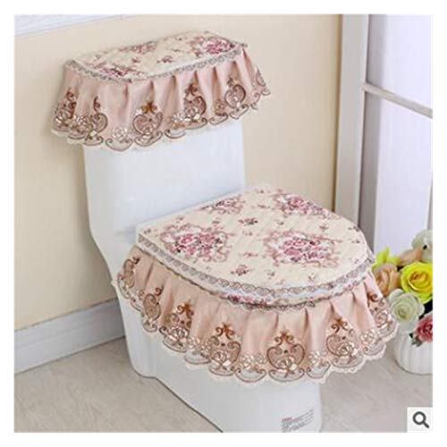 Toile Sitzauflagen U-förmige Toilettensitzabdeckung Set Plus Baumwolle Bestickte Toilettensitzkissen Dreiteilig WC Universal Toilettensitz Luxus Reißverschluss Sitzkissen Ringabdeckung ( Color : 3 )