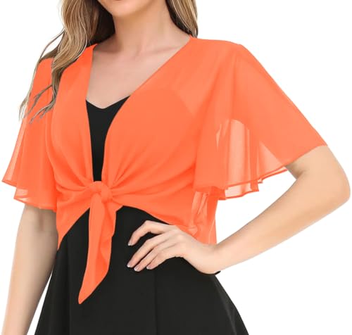 Image of Women's Solid Puff Sleeve Kimono Short Cardigan Loose Cover Up Casual Blouse Top Chiffon