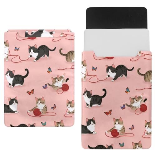 Housse ordinateur portable 35,1x25,9 cm motif chats rose et velours