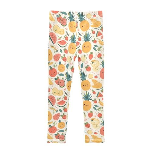 Colourful Tropical Fruits Kids Baby Girls Basic Leggings Comfortable High Waisted Athleisure Pants Running2