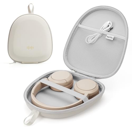 Headphone Case Hard Shell Super-Slim for Sony/JBL/Bose/Soundcore Anker/BERIBES KVIDIO TOZO JLab Over-Ear Headphones Universal Portable Travel Organizer Bag (Beige)
