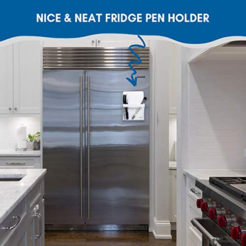 Yes4Quality Magnetic Pen Holder For Refrigerator With Strong Magnetic Back - Dry Erase Marker Holder Ideal For Whiteboard, Fridge - Pencil Cup (Medium, White) #TOP3