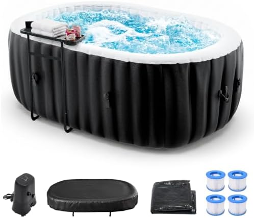 NAIZEA Inflatable Hot Tub, Portable Outdoor 75x47x25 Inch Spa with Air Jets