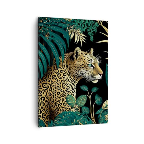 Lienzos decorativos Leopardo Selva Tropical Cuadro Sobre Lienzo Moderno Vertical 50x70cm Cuadros Decoracion Salon Dormitorio Cocina Cuadros Pared Imágenes Wall Art Prints Decor Canvas PA50x70-5720
