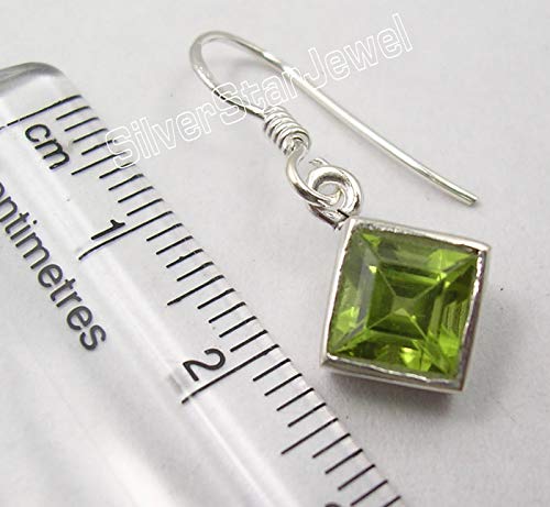 Green Square Peridot August Birthstone Earrings 2.2 Grams Sterling Silver3