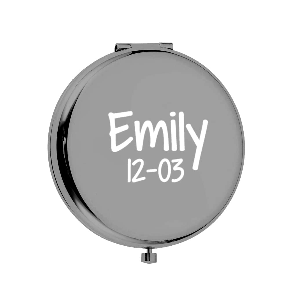 Personalized Compact Mirror, Free Engraving Birth Flower Handheld Mirror, Custom Compact Cosmetic Mirror, Travel Size Mirror, Bridesmaid Gifts