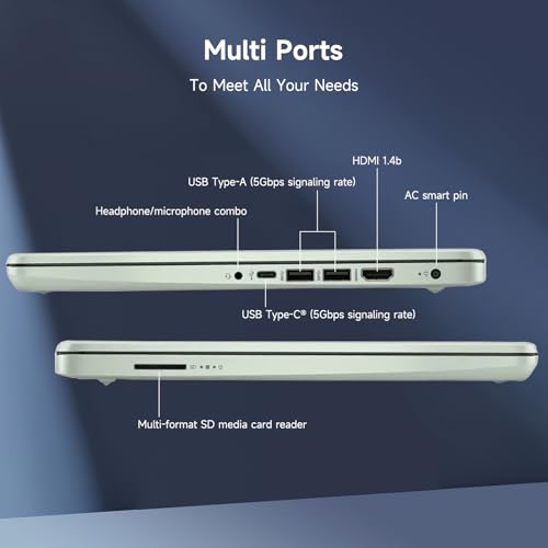 Image of HP 14 inch Laptop, Intel Processor N150 (Beat i3) 4GB RAM 128GB UFS 1-Year Office 365 Copilot AI Win11 WiFi6 Computer for Creator Business Gaming Student