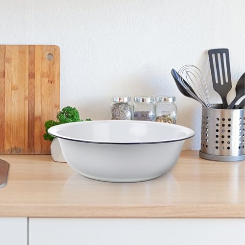 Tazón esmaltado vintage 30 cm blanco para cocina miniatura 4