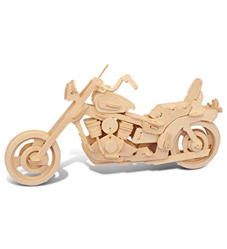 Puzzled 3D Puzzle Motorcycle Wood Craft Construction Model Kit, Fun & Educational DIY Wooden Toy Assemble Model Unfinished Crafting Hobby Puzzle to Build & Paint for Decoration 96 Pieces Pack