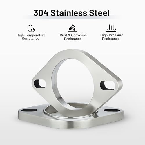 Kit de brida de escape de 2 pernos, junta y pernos en acero inoxidable de 2.36 pulgadas 4