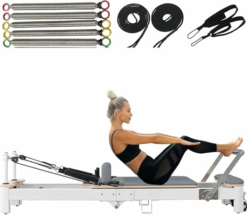 アルミフレーム ピラティス リフォーマー マシン 折りたたみ式 家庭用 角箱、踏み台、スプリング付き