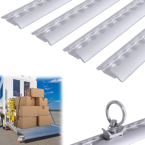 YRHome Rieles de aluminio para aerolíneas plateadas, forma semicircular para asegurar la carga para autocaravanas, remolques y camiones, rieles de amarre perforados