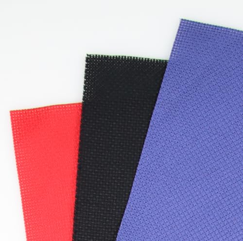 Image of KCS 3 pc of 15 inch x 18 inch(38cmx45cm) Counted Cross Stitch Cotton Aida Cloth Needlework Rolled Fabric Box,16CT,Red+Royal Blue+Black