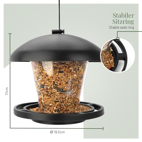Vogelfutterspender zum Aufhängen Schwarz I Vogel-Futterstation für Wildvögel, Futterspender Vögel, Vogelhaus, Vogelfutterhaus für Vogelfutter – Bild 6