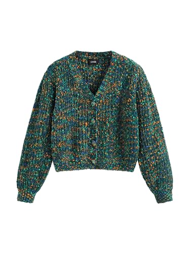 CIDER Colorful V-Neck Knit Cardigan: Green, XL