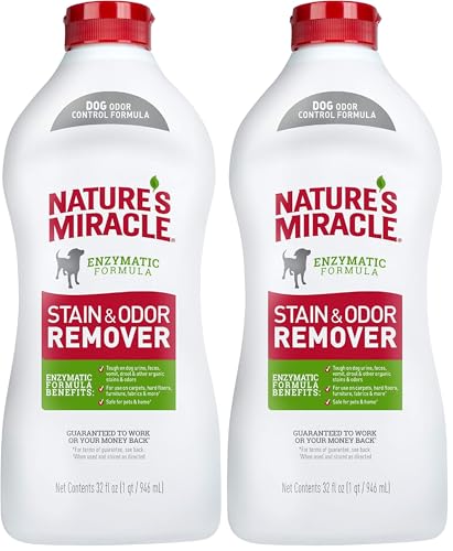 Image of Nature's Miracle Stain and Odor Remover Dog 32 Ounces, Odor Control Formula, Pour (Pack of 2)