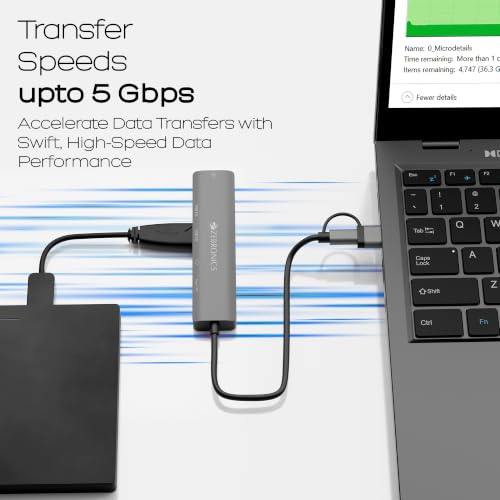 Image of Zebronics CT51 5-in-1 Hub, Dual Interface (USB & Type-C),100W Type-C PD Charging, HDMI 4K@30Hz, 5Gbps Transfer Speed, USB 2.0, USB 3.0, RJ45 100Mbps LAN, Metal Body, LED Indicator, Lightweight Build