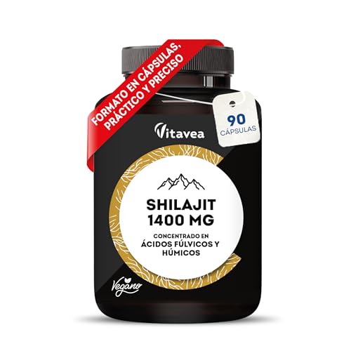 Shilajit 1400mg - Extracto puro de Shilajit proveniente del Himalaya - Salud de articulaciones y huesos - Apoyo inmunológico - Alto contenido en ácidos fúlvicos - 3 cápsulas al día - Vitavea