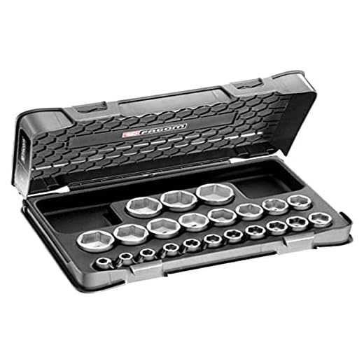 Facom s.401b Steckschlüsselsatz, 6 kant, Silber, 22-teiliges Set