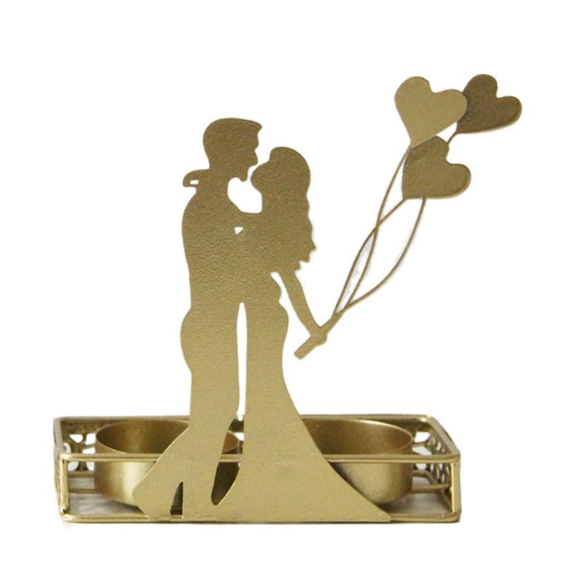 Kerzenständer, romantischer Kerzenhalter, Metall, für Hochzeit, Kerzenständer, Kerzenständer, Party-Dekoration, Tafelaufsatz, Ornament (Gold)