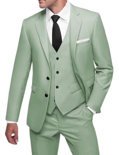 Men's Suits 3 Piece Regular Fit Suit for Men Wedding Prom Business Suit Two Button Blazer Jacket Vest Pants