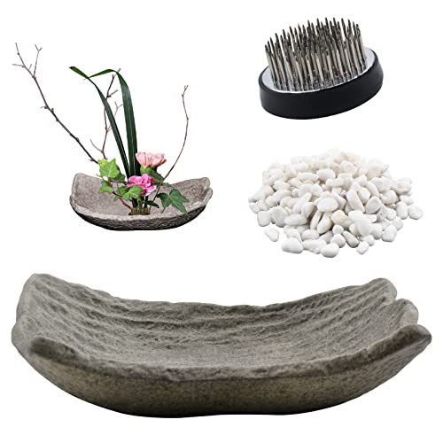WANDIC Fournitures d'arrangement Floral, Grenouille Ronde et Pot de Fleurs en céramique en Forme de carrelage pour Arrangement Floral Ikebana, décoration de Maison et de Bureau