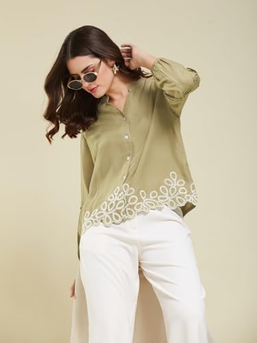 Image of J TURRITOPSIS Women's Rayon Stylish Embroidered Shirt
