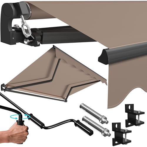 KESSER® Gelenkarmmarkise Markise Gelenkmarkise 300 x 250cm Terrassenmarkise Klemmmarkise Sonnenmarkise inkl. Wandhalterung Sonnenschutz Balkonmarkise wasserabweisend Alu/Polyester, Taupe
