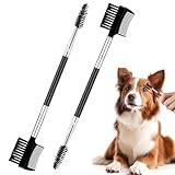 2 Pcs Double-Sided Pet Grooming Comb - Tear Stain Remover and Eye Cleaning Brush for Dogs and Cats, Durable Design