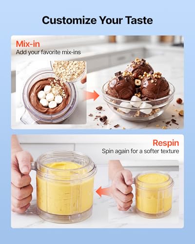 Image of VEVOR Ice Cream Maker, 7-in-1 Frozen Treat Maker for Gelato, Sorbet, Milkshake, Frozen Yogurt & Lite Ice Cream, Homemade Ice-Cream Machine with One-Touch Mix-in + Respin for Smooth, Creamy Texture