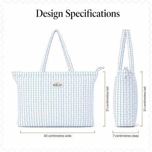 Image of Premium Cotton Waffle Quilted Tote Bag, Large Spacious Handbag for College, Office, Work, Travel, Shopping & Daily Use