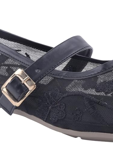 Image of Shoetopia Women's Embroidered Belly Shoes - Soft Comfortable Flats with Adjustable Strap | Traditional Floral Design for Casual & Ethnic Footwear