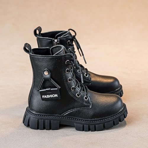 IWIHMIV Little Girls Riding Boots Fashion Short Ankle Boots Outdoor Non Slip Lace Up Dress Booties with Zipper4