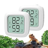 Oasirep 2-Pack Reptile Thermometer and Hygrometer – LCD Digital Temp & Humidity Monitor for Bearded Dragon, Gecko, Snake Tanks, Incubation Boxes, Indoor Pet Habitats