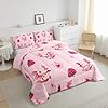 Erosebridal Pink Axolotl Bedding Set Twin Size,Cute Axolotl Strawberry Printed Comforter Set Kawaii Aesthetic Ocean Animal Comforter for Kids Girls Beach Coastal Romance Quilt with 1 Pillowcase #3