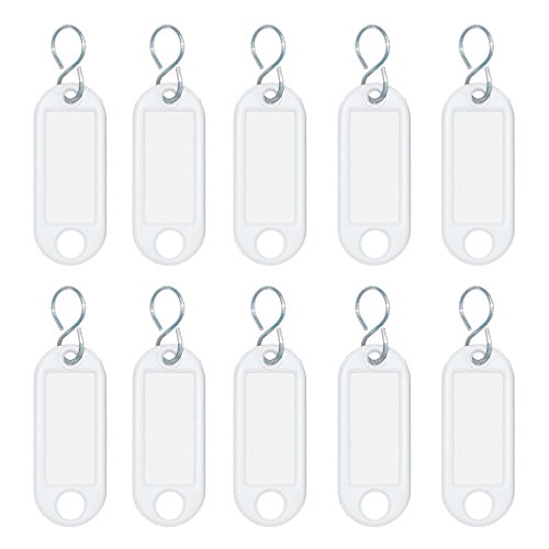 Wedo 262103400 Porte-clés en plastique avec crochets en S, étiquettes amovibles, Lot de 10, blanc