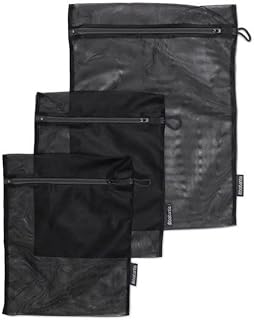 Brabantia 3-Pack Mesh Zip Up Laundry Bags for Washing Machine Delicates, Face Masks, Socks, Bras, 3 Pack, Black