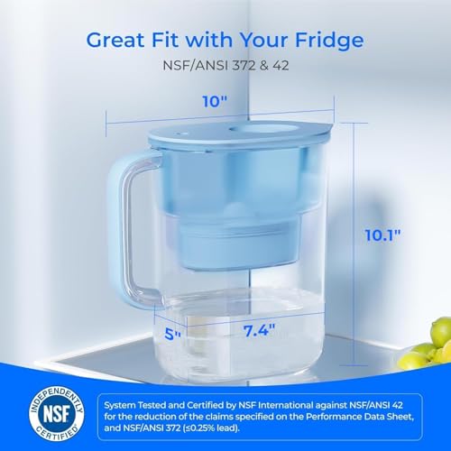 Waterdrop PT-07B Clear Water Filter Jug, 1×90 Days Filter, 3.5L, NSF Certified, Lowers Fluoride, Chlorine and More, BPA Free, Blue - Image 5