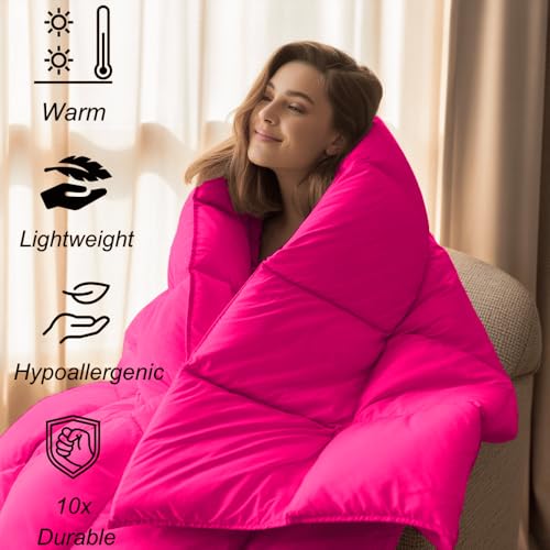 Image of Palatial King Size Comforter Set - All Season Down Alternative Bedding Comforter Set - Quilted Duvet Insert with Corner Tabs - Box Stitched Blanket - Breathable, Soft - Hot Pink