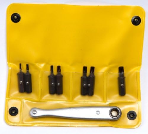 Chapman MFG 1068 Star Bits that Fit Torx Screws, Screwdriver Kit 9 Pieces - Includes Midget Ratchet, 7 Star Insert Bits and 1 Spinner packed in a Heavy Duty Vinyl Case all Made in the USA