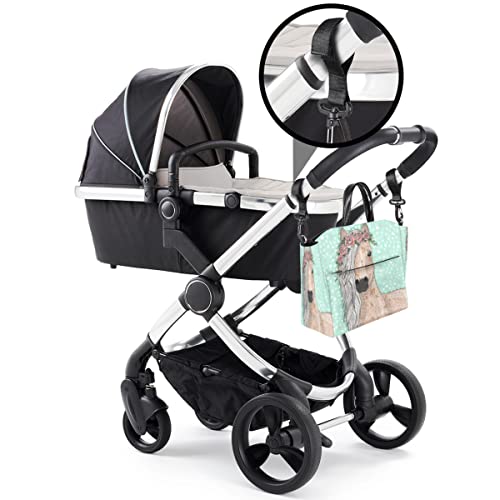 Diaper Bag With Stroller Straps, Cute Flower Horse Large Baby Bags For Working Moms Floral Horse Travel Diaper Tote For Women And Dad #TOP3